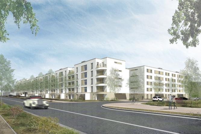 Lincoln-Siedlung Wohnbebauung mit Supermarkt und Laeden - Noack Hoefe - Darmstadt