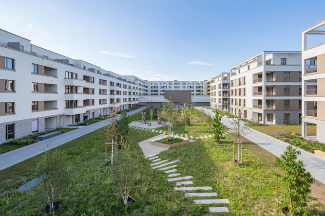 Lincoln-Siedlung Wohnbebauung mit Supermarkt und Laeden - Noack Hoefe - Darmstadt